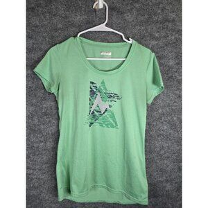 Marmot Shirt Womens Medium Green Graphic Outdoor Hiking Performance Tee Stains